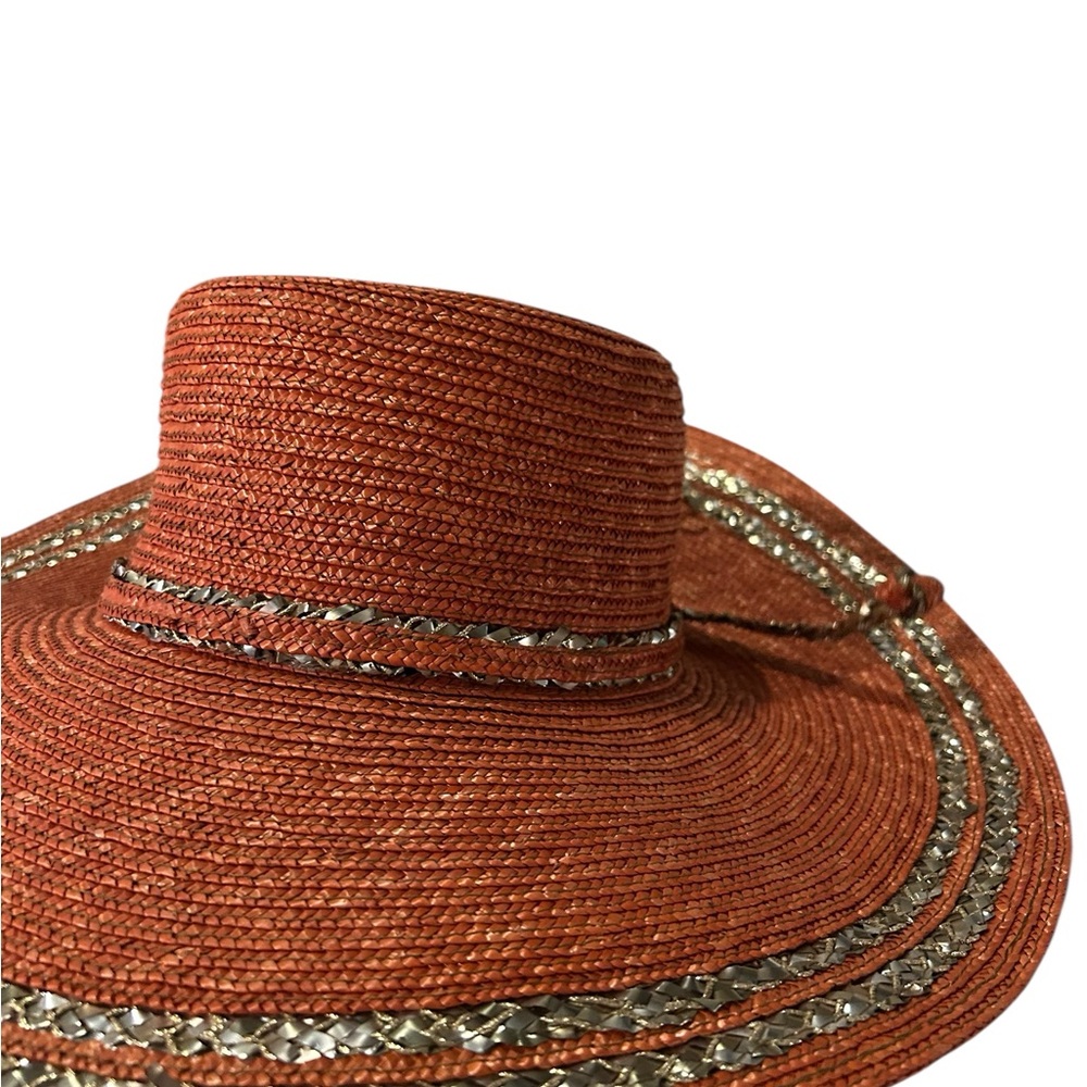 Mazzanti Coral and Metallic Straw Hat - Picture 3 of 9
